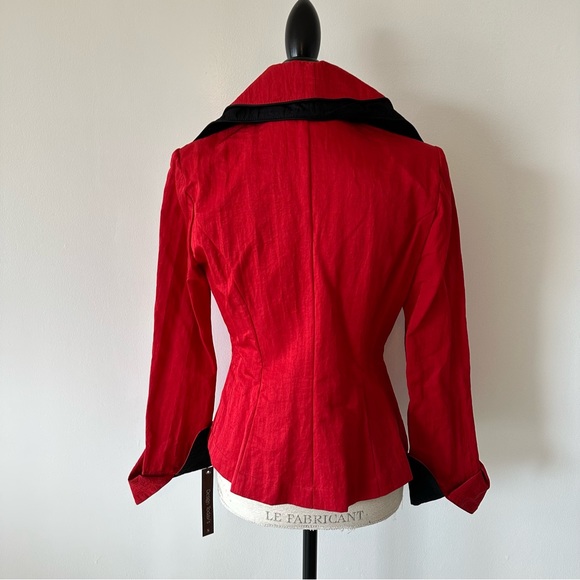 NWT Red Nylon Wired Collar Blazer Small - Picture 7 of 11